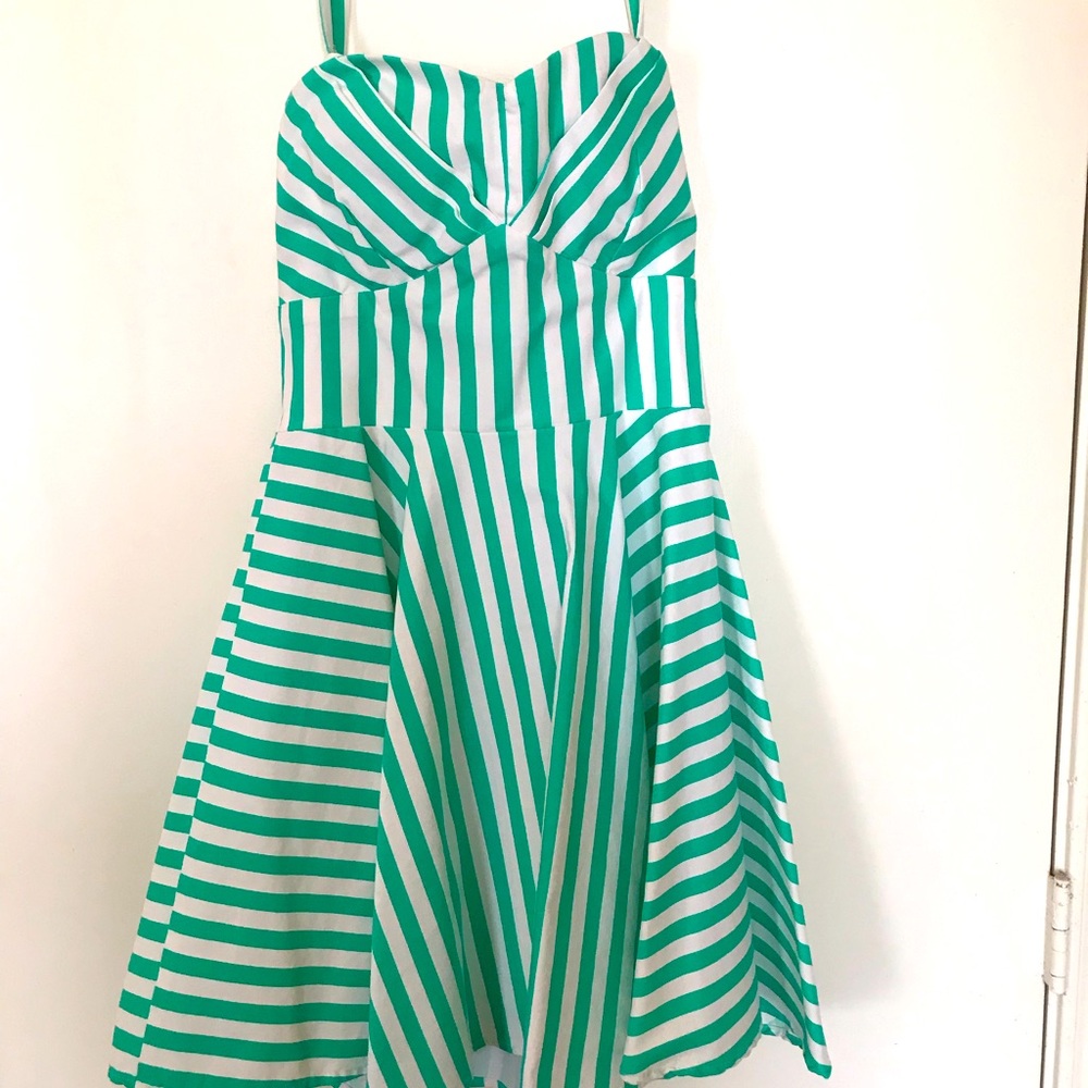 IXIA MINT AND WHITE STRIPED 50S PINUP DRESS